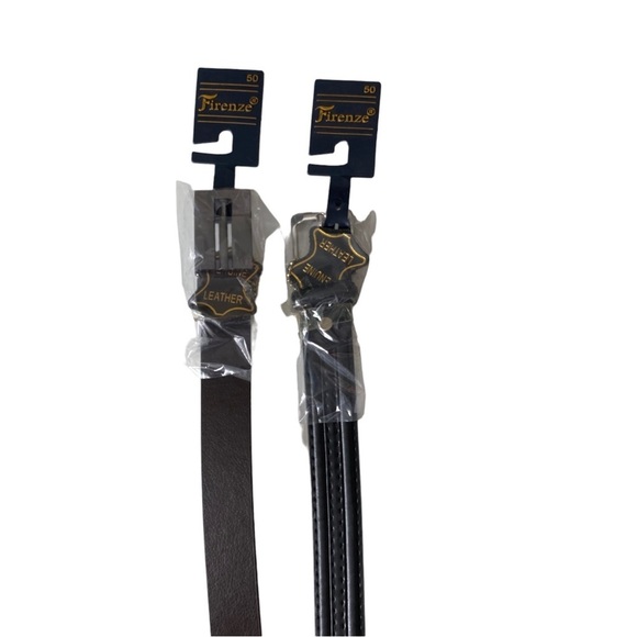 Firenze 2 Black Genuine Leather 1 Tack Stitch 1 Textured Flat Men 1.25”W 50 NWT - Picture 1 of 5